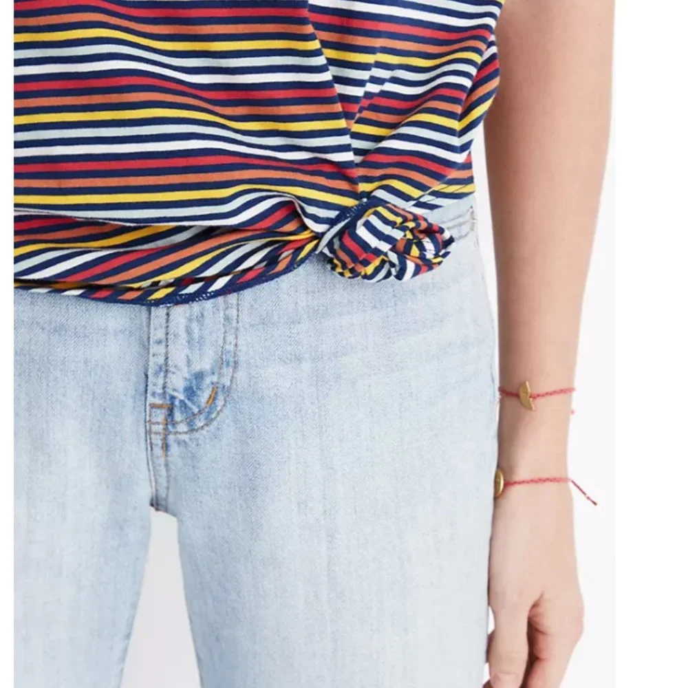 Madewell retro rainbow stripe knot-front tee L - Picture 2 of 5